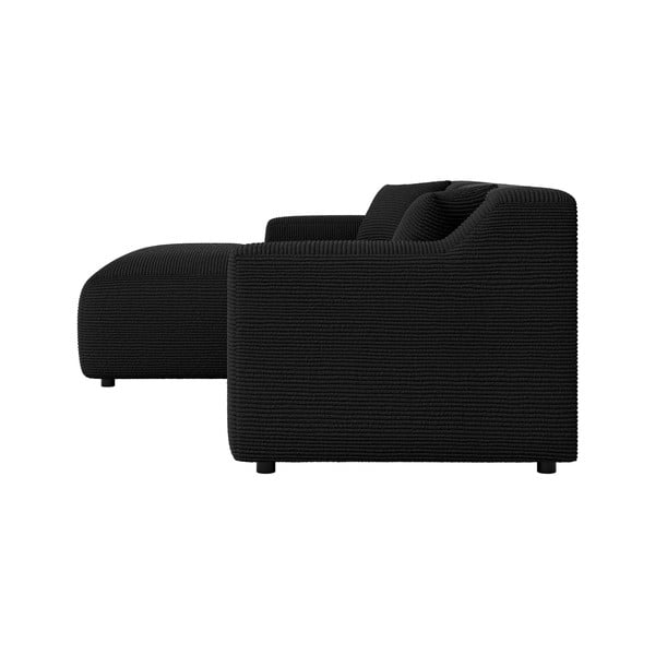 Colțar negru cu tapițerie din catifea reiată  (cu colț pe partea stângă, cu șezlong) Martin – Ropez-image-3