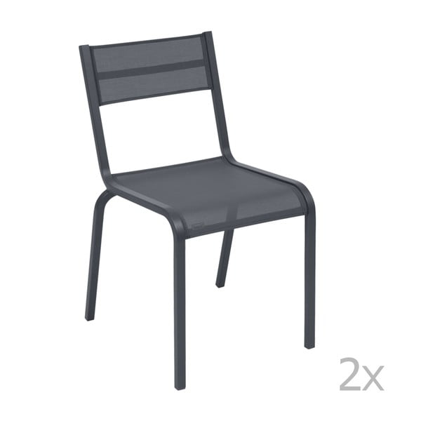 Set 2 scaune de grădină Fermob Oléron, gri antracit