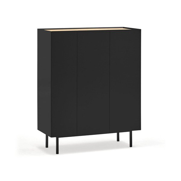 Comodă neagră înaltă cu aspect de lemn de stejar 95x120 cm Arista – Teulat-image-4