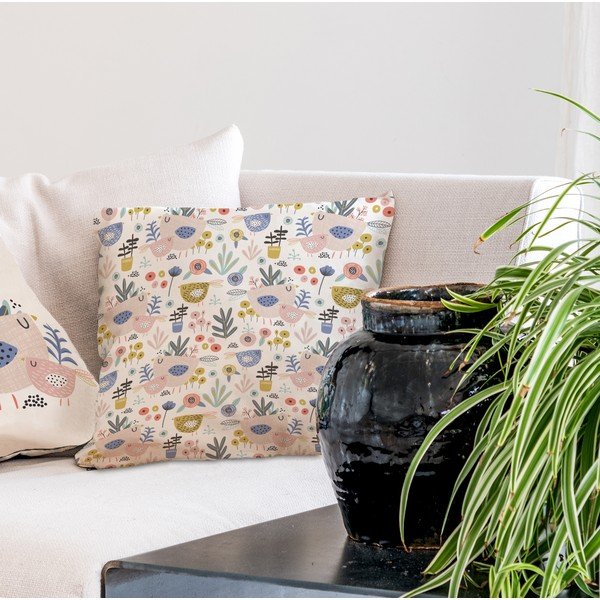 Pernă din bumbac Butter Kings Bird Flowers, 45 x 45 cm-image-1