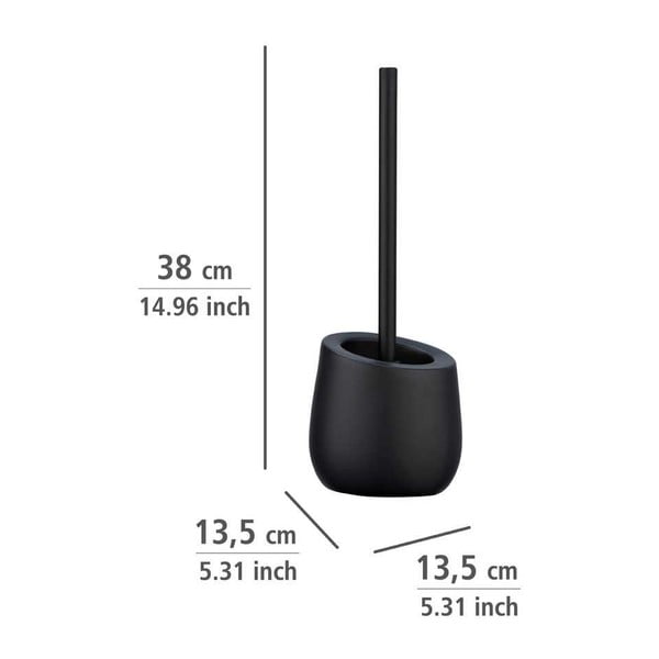 Perie de WC negru-mat din ceramică Badi – Wenko-image-3