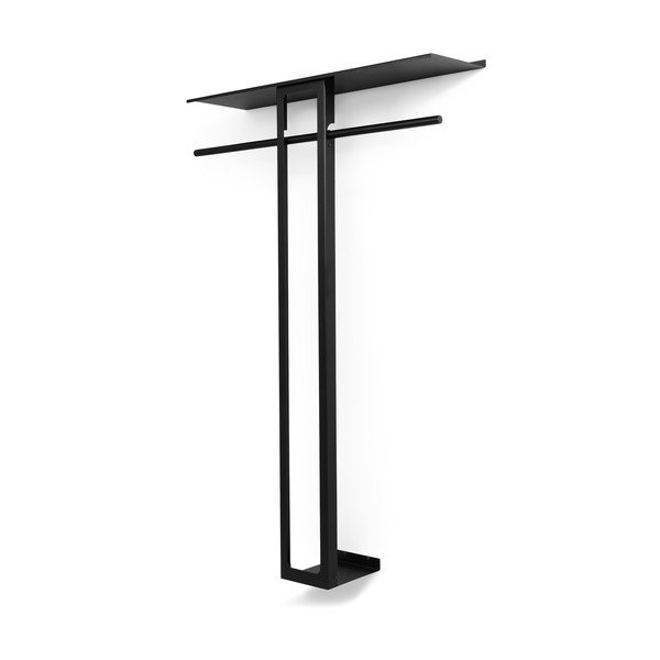 Cuier de perete negru cu raft din oțel 100 cm Luno Large – Spinder Design