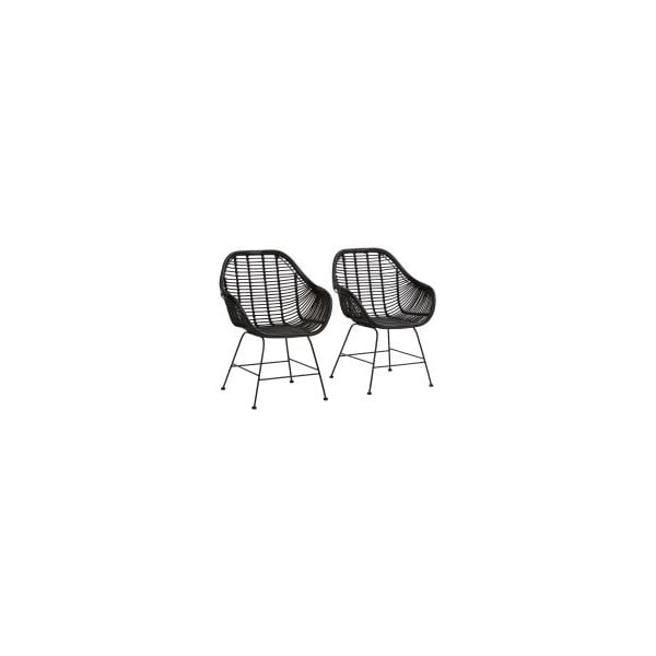 Scaune de dining negre 2 buc. din ratan Kiran - Støraa-image-3