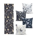 Set 4 fețe de pernă și un napron de masă cu model de Crăciun Minimalist Cushion Covers Christmas Forest