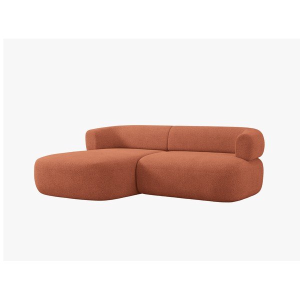 Colțar teracotă cu tapițerie din țesătură bouclé (cu colț pe partea stângă/cu șezlong) Jenny – Micadoni -image-3
