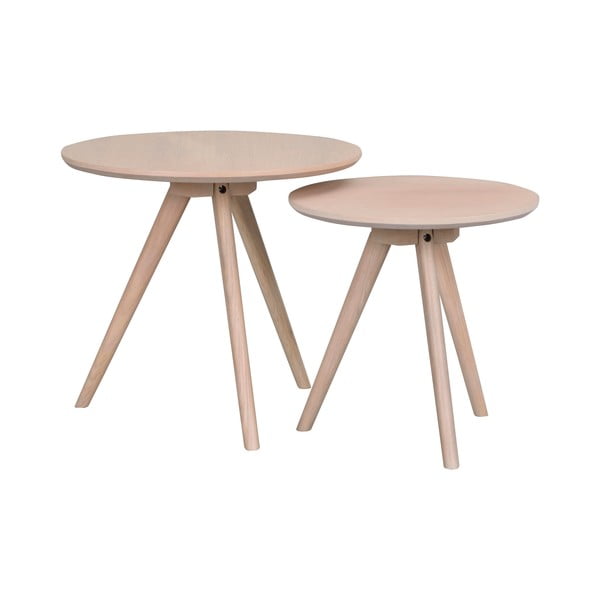 Măsuțe auxiliare 2 buc. rotunde din lemn masiv de stejar ø 50 cm Yumi – Rowico-image-2