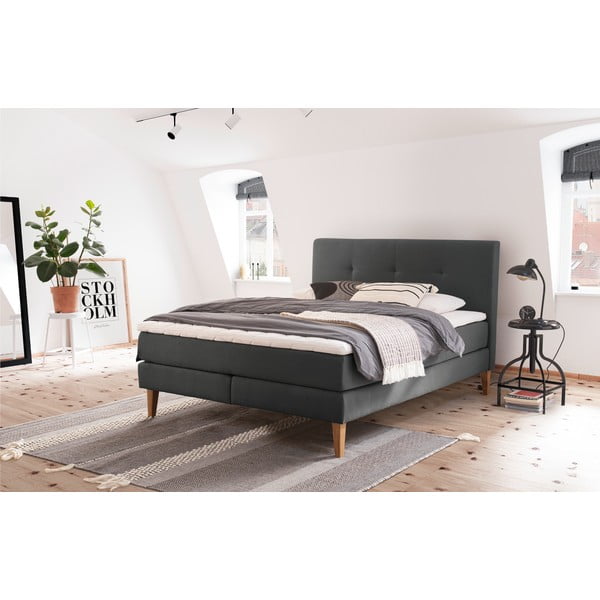 Pat boxspring gri antracit 160x200 cm Stockholm – Meise Möbel-image-1