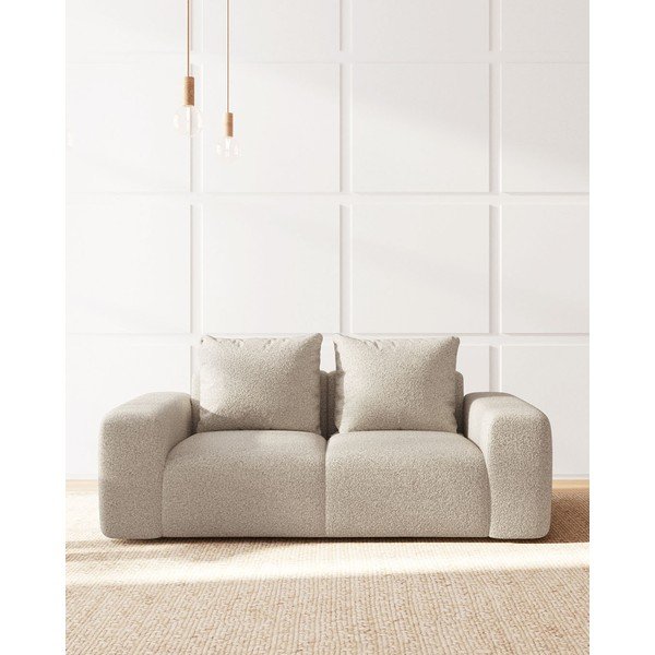 Canapea bej cu tapițerie din stofă bouclé 212 cm Feiro – MESONICA-image-3