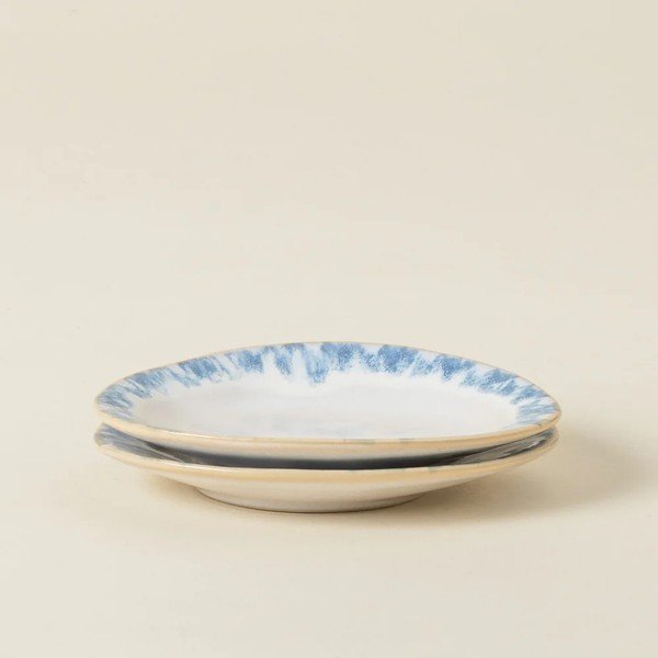 Farfurie albă/albastră pentru desert  din gresie Brisa – Costa Nova-image-2