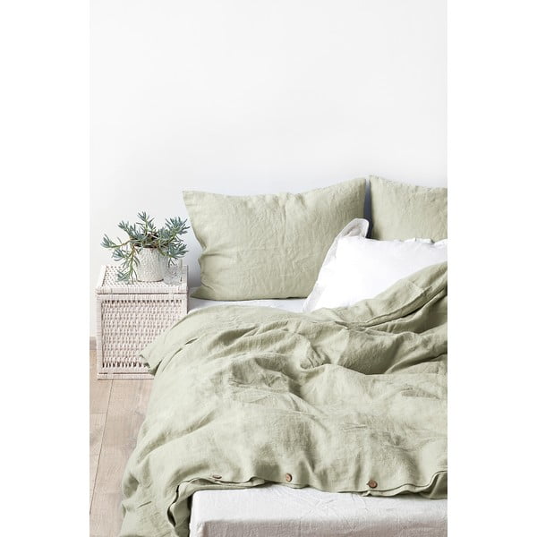 Față de pernă din in Linen Tales, 70 x 90 cm, verde deschis-image-1