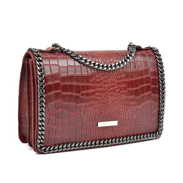 Geantă din piele Carla Ferreri Chain, roșu-image-2