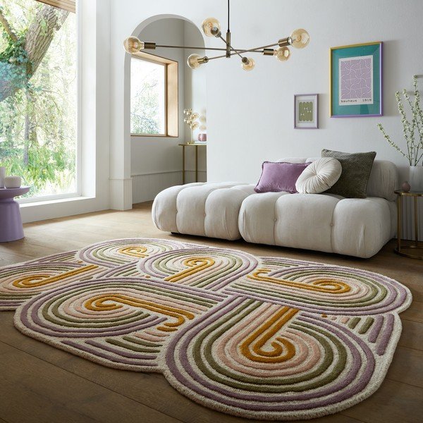 Covor verde țesut manual din lână 140x200 cm Spiral Shaped  – Flair Rugs-image-1