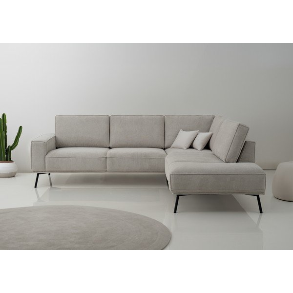 Colțar grej cu tapițerie din chenille (cu colț pe partea dreaptă/în formă de ”L”) Amsterdam – Scandic-image-1