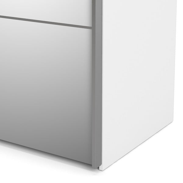 Șifonier cu oglindă și uși glisante Tvilum Verona, 182x202 cm, alb-image-1