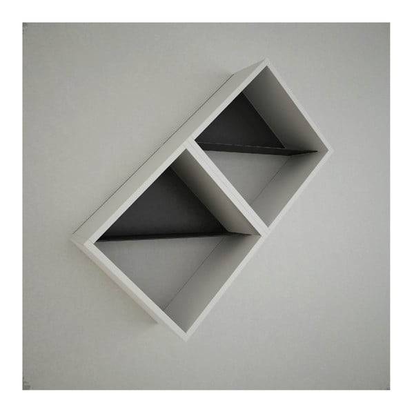 Raft de perete Daniele Double White/Brown, lățime 56 cm, alb