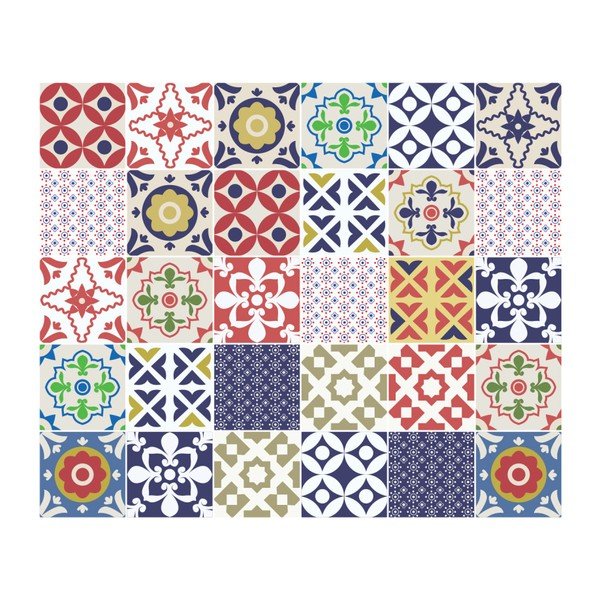 Set 30 autocolante de perete Ambiance Tiles Azulejos Vinito, 15 x 15 cm-image-2