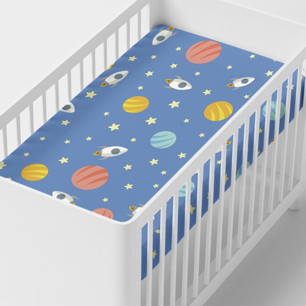 Cearșaf din bumbac pentru copii Happynois Astronaut, 120 x 60 cm-image-1