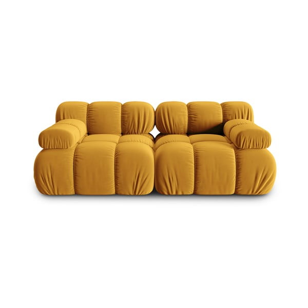 Canapea galbenă cu tapițerie din catifea 188 cm Bellis – Micadoni Home