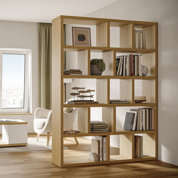 Bibliotecă în culoare naturală cu aspect de lemn de stejar 150x198 cm Berlin – TemaHome-image-1