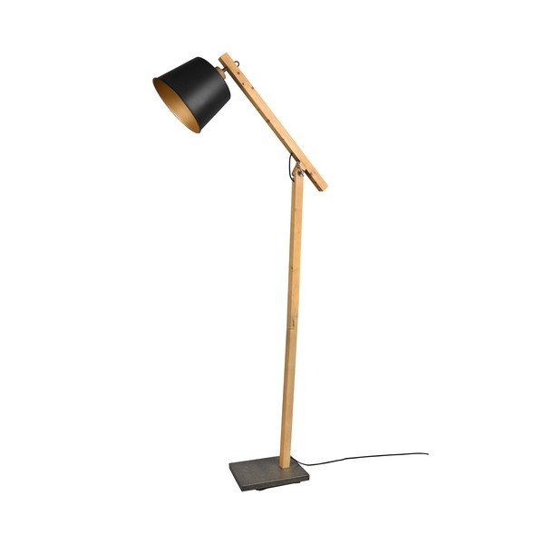 Lampadar negru/în culoare naturală cu abajur din metal (înălțime 156 cm) Harris – Trio-image-3
