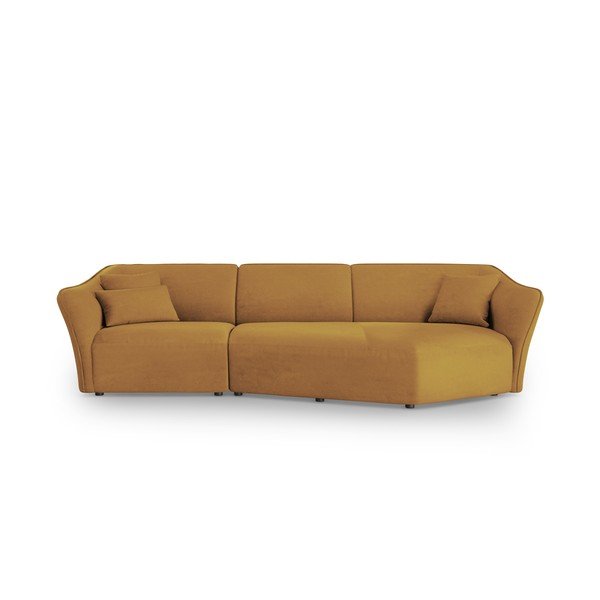 Colțar galben muștar cu tapițerie din țesătură bouclé Tokyo – Cosmopolitan Design