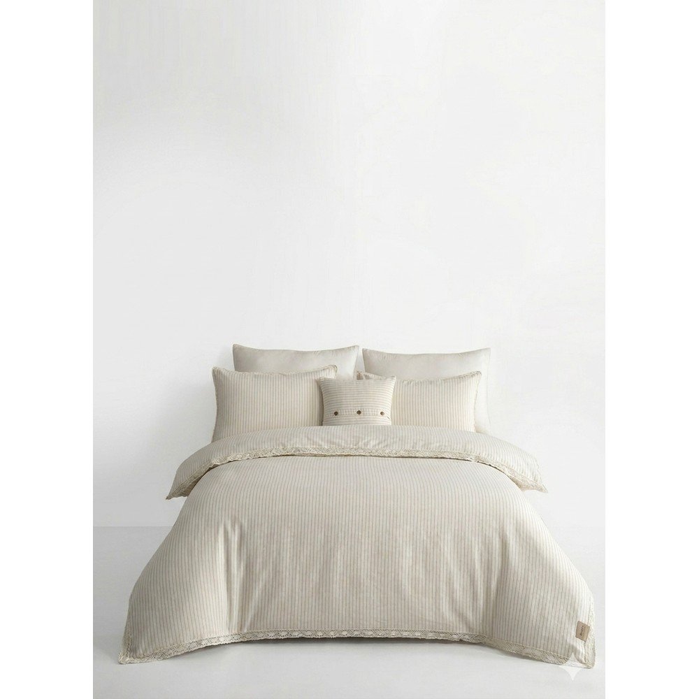 Lenjerie de pat albă din bumbac ranforcé pentru pat de o persoană 140x200 cm Waffle Striped – Mila Home Luxury