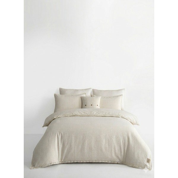 Lenjerie de pat albă din bumbac ranforcé pentru pat de o persoană 140x200 cm Waffle Striped – Mila Home Luxury