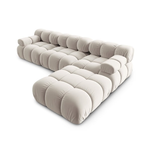 Colțar modular bej cu tapițerie din catifea (cu colț variabil) Bellis – Micadoni -image-4