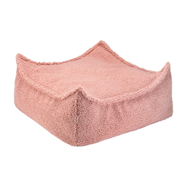Fotoliu puf pentru copii roz cu tapițerie din țesătură bouclé Square – Wigiwama