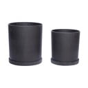 Set 2 ghivece Hübsch Hureno Picco, negru