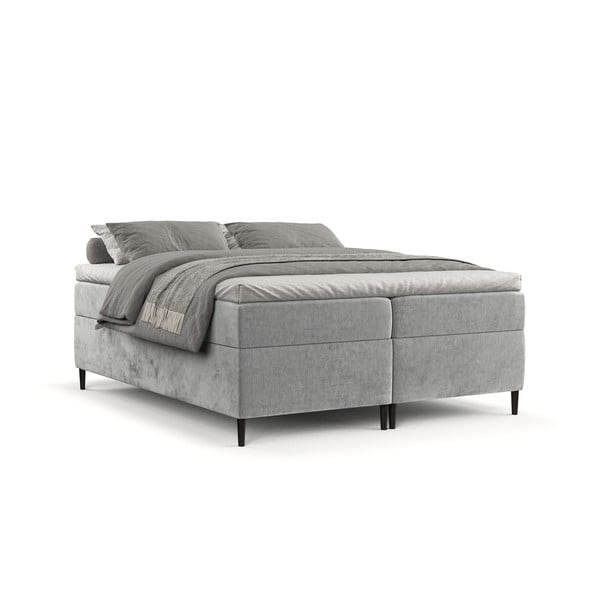 Pat boxspring gri cu spațiu de depozitare 200x200 cm Araya – Maison de Rêve-image-2
