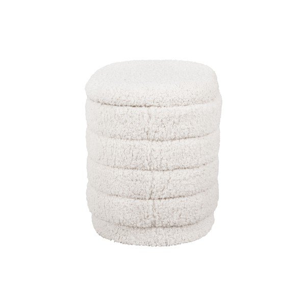 Puf oval cu spațiu de depozitare Leitmotiv Cuddly, alb-image-3