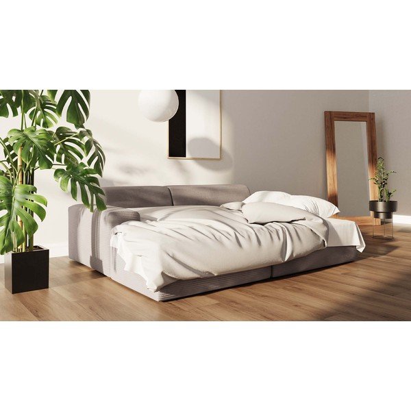 Colțar bej extensibil cu tapițerie din catifea reiată  (colț pe partea  stângă ) Fluvio – MESONICA-image-1