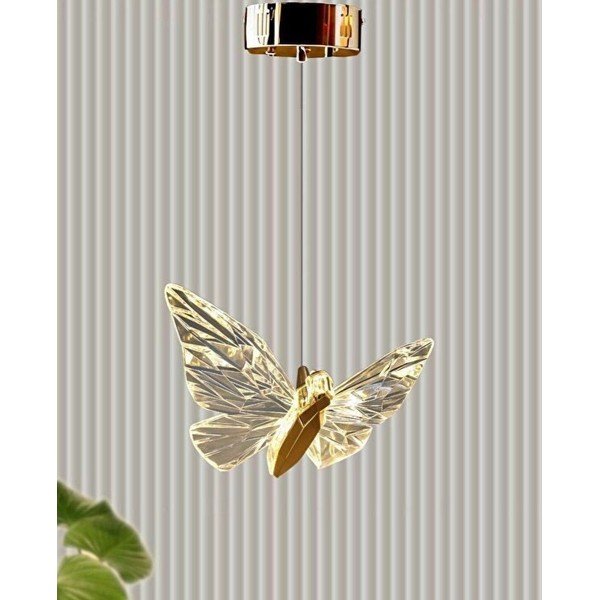 Lustră aurie LED din metal cu abajur din sticlă acrilică ø 20 cm Myrna – Opviq lights-image-3