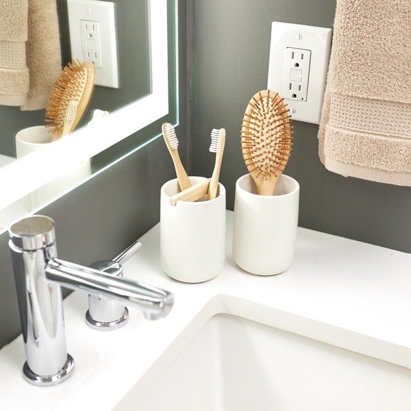 Recipient din ceramică pentru periuța de dinți iDesign Vanity, alb-image-1