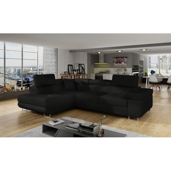 Colțar negru extensibil/cu spațiu de depozitare (cu colț pe partea stângă/în formă de ”L”) Anton – ELTAP-image-3