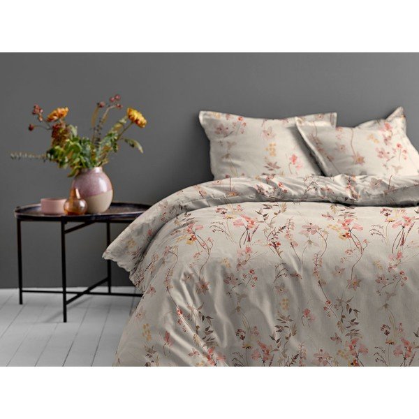 Lenjerie de pat din bumbac satinat pentru pat single Södahl Meadow, 140 x 220 cm, bej-image-1