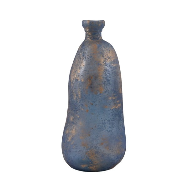 Vază din sticlă reciclată cu patină Ego Dekor Simplicity, înălțime 51 cm, albastru