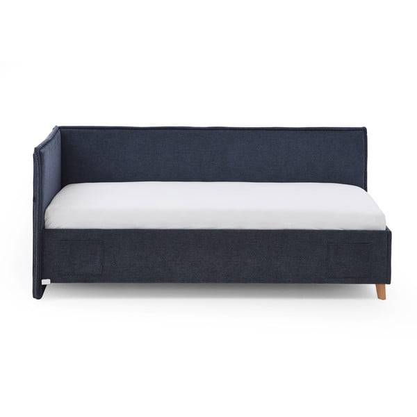 Pat pentru copii  albastru închis pe colț tapițat fără somieră 90x200 cm Fun – Meise Möbel-image-4