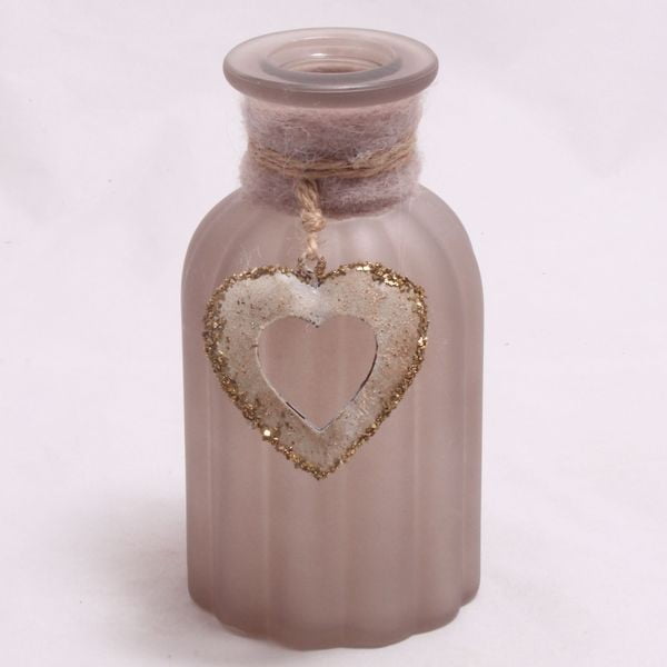 Vază roz deschis cu decorațiune din paie Dakls Heart