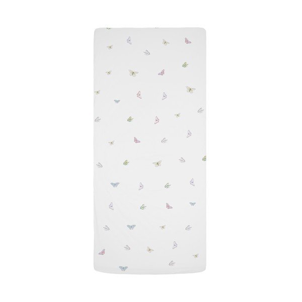 Cearceaf pentru copii alb din bumbac satinat pentru pătuț cu elastic 60x120 cm Flowers Around Me – Butter Kings