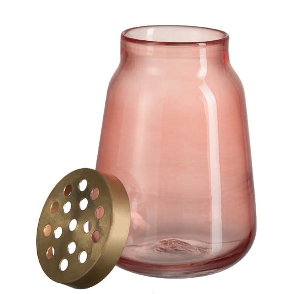 Vază din sticlă J-Line Brass, înălțime 22 cm, roz