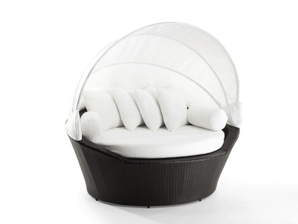 Canapea de grădină din ratan artificial, cu adăpost pliabil Monobeli Miranda-image-2