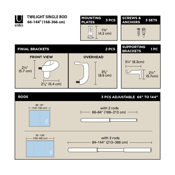 Galerie de perdea 213 - 365 cm extensibilă din oțel Twilight – Umbra-image-4