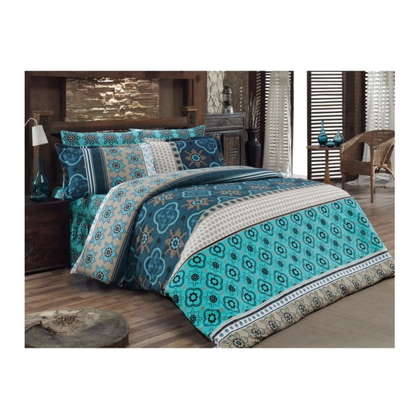 Lenjerie de pat din bumbac Kessa Azul, 135 x 200 cm