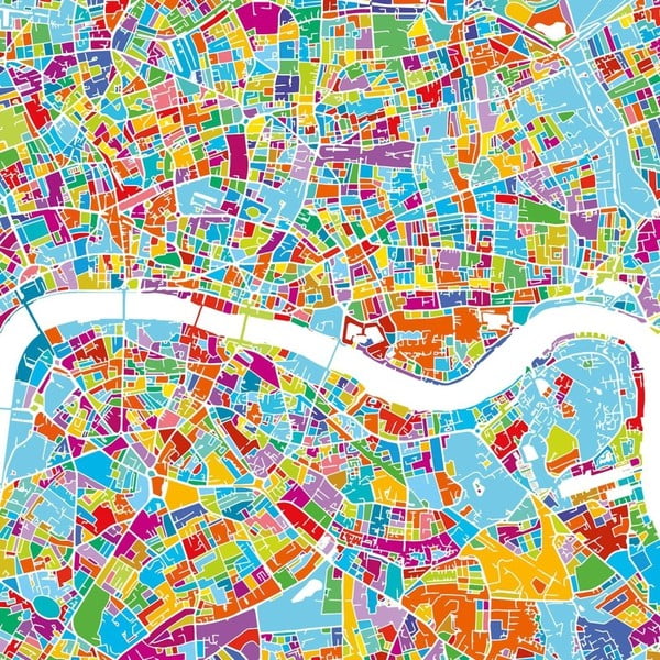 Tablou Homemania Maps London, 60 x 60 cm