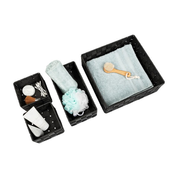 Set de 4 organizatoare de baie negre din plastic Adria - Wenko-image-4