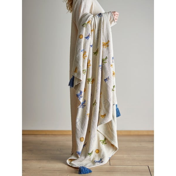 Pătură pentru copii crem 130x160 cm Plane – Bloomingville Mini-image-1