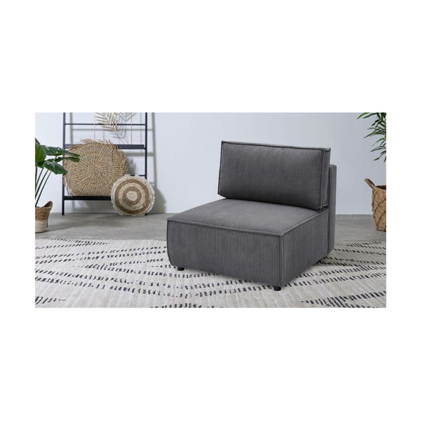 Modul pentru canapea gri închis cu tapițerie din catifea reiată  (de mijloc) Nihad modular – Bobochic Paris-image-1