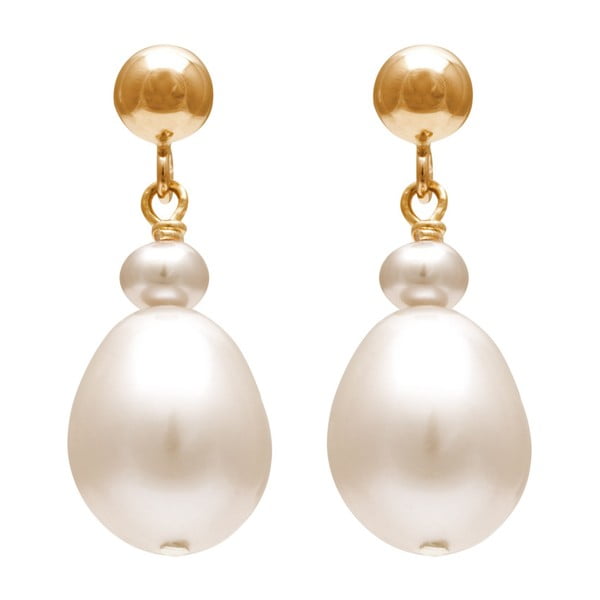 Cercei din aur cu perla albă GemSeller Lente